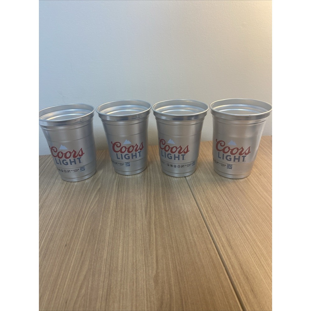 Lot of‎ 4 COORS LIGHT BEER Chug College Metal Aluminum Cups 8 Oz.